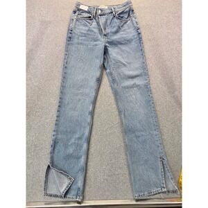 Primark Denim Co Light Wash High Waisted Straight Leg Split Hem Jeans Womens 6